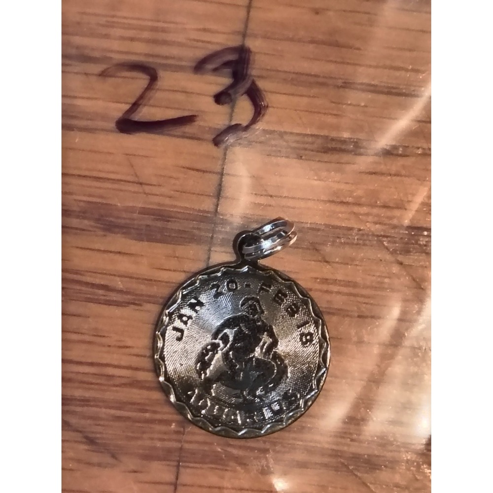 Vintage Sterling Silver Aquarius Zodiac Charm Pendant Medallion Jan 20 - Feb 18